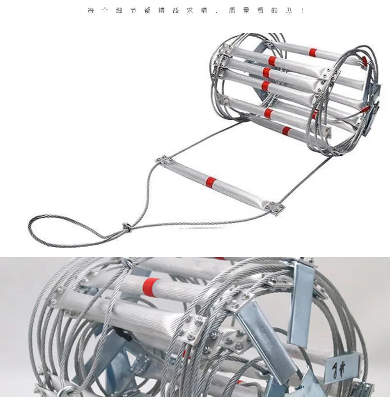 Escalera de cuerda de alambre de acero de 10m, escalera de cuerda de Escape contra incendios, prevención de incendios para el hogar, escalera de escalada de ingeniería de rescate a gran altitud