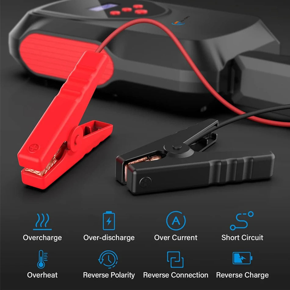 Arrancador de batería de coche 2 en 1, Inflador de neumáticos, compresor de aire portátil, bomba de aire de 150PSI para neumáticos de coche, bomba de neumáticos Digital inalámbrica