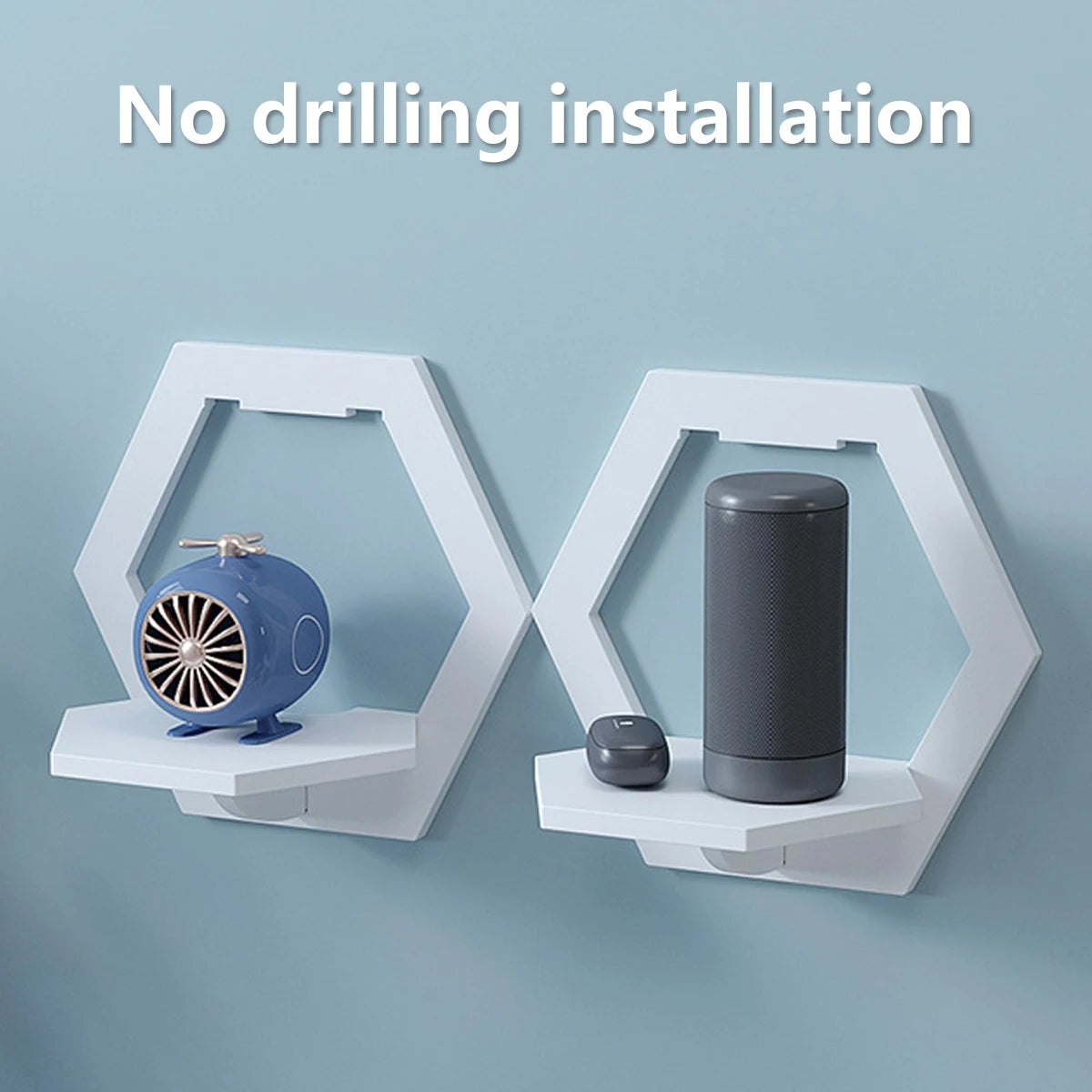 3 件装浮动墙壁搁板杂物收纳架客厅家居装饰壁挂式六角搁板工艺品展示架