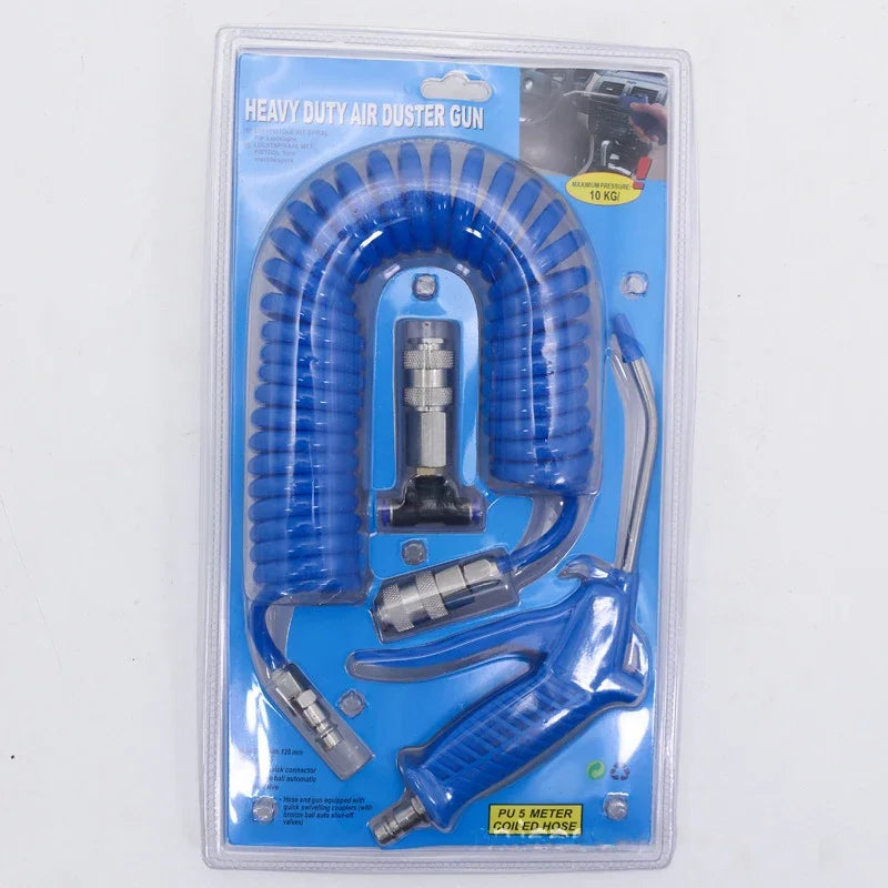 Kit de pistola de soplado de polvo de aire de alta resistencia de 4x6 mm, removedor de pistola de plumero de aire de manguera de TPU en espiral neumática de 50 cm de largo para compresor de aire