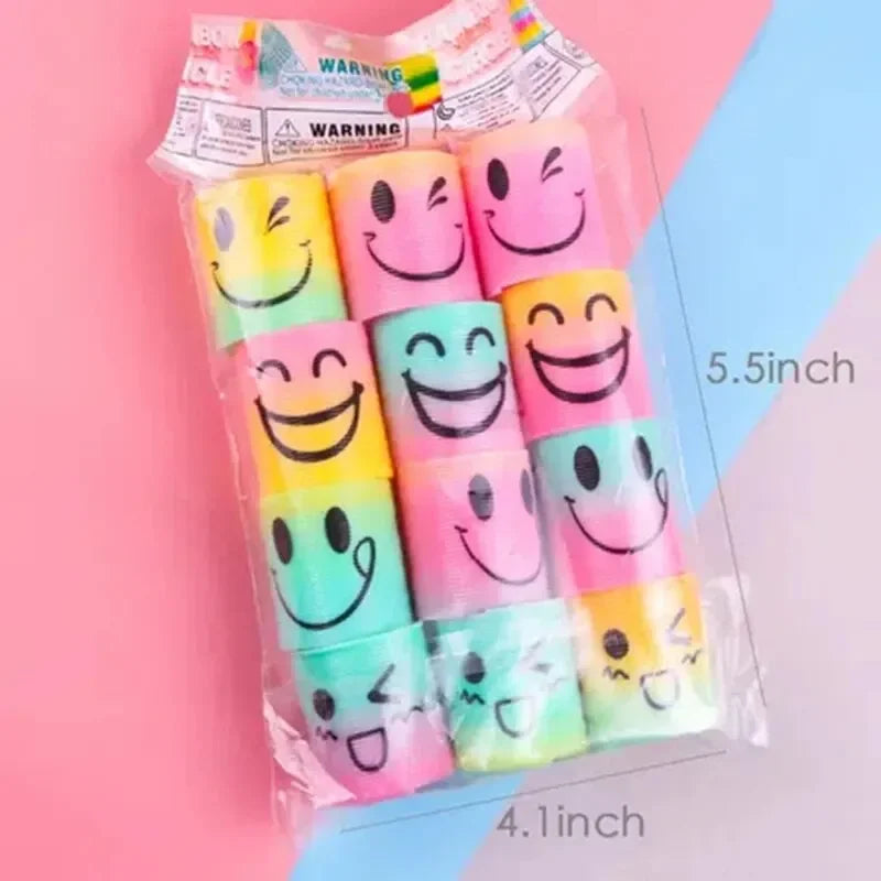 12pcs/Set Rainbow Stacking Music Nostalgic Puzzle Plastic Small Gift Spring CircleMagic Rainbow Circle For Boys Girls Gift