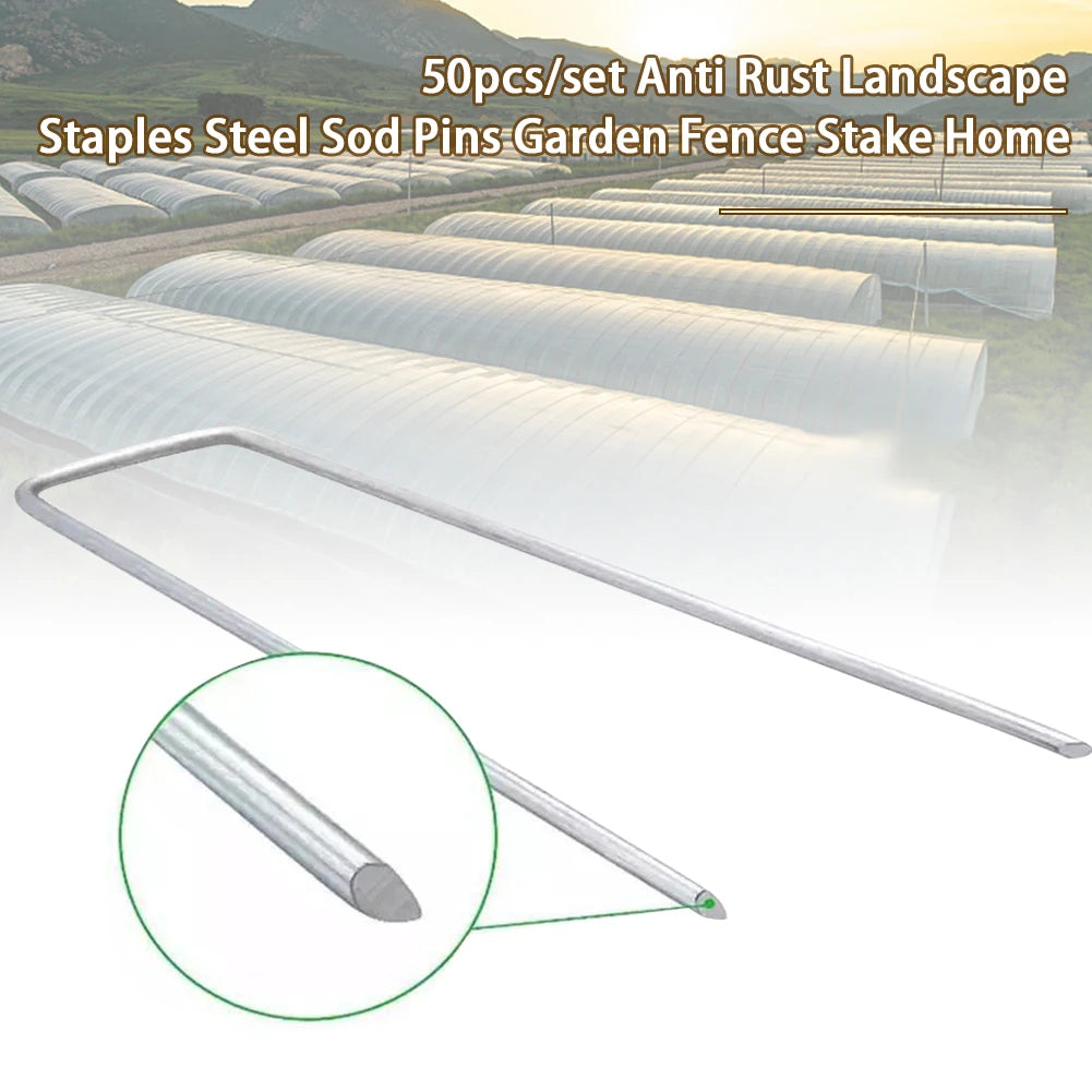 50 件/套花园桩重型草皮钉防锈栅栏桩景观钉钢草皮钉花园栅栏桩家用