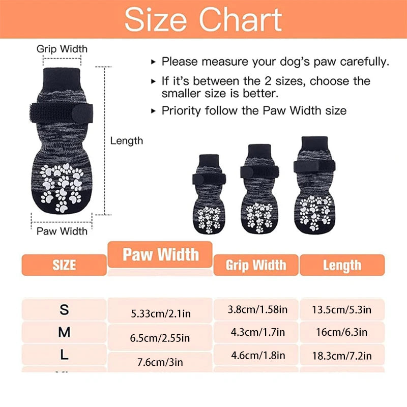 Calcetines antideslizantes para perros, 4 Uds., Protector de pata, Control de tracción, ropa interior ajustable, calcetines tejidos para mascotas con refuerzo de goma