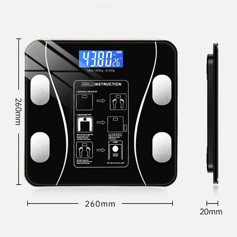 Body Fat Scale Smart Wireless Digital Bathroom Weight Scale Body Composition Analyzer With Smartphone App Bluetooth-compatible