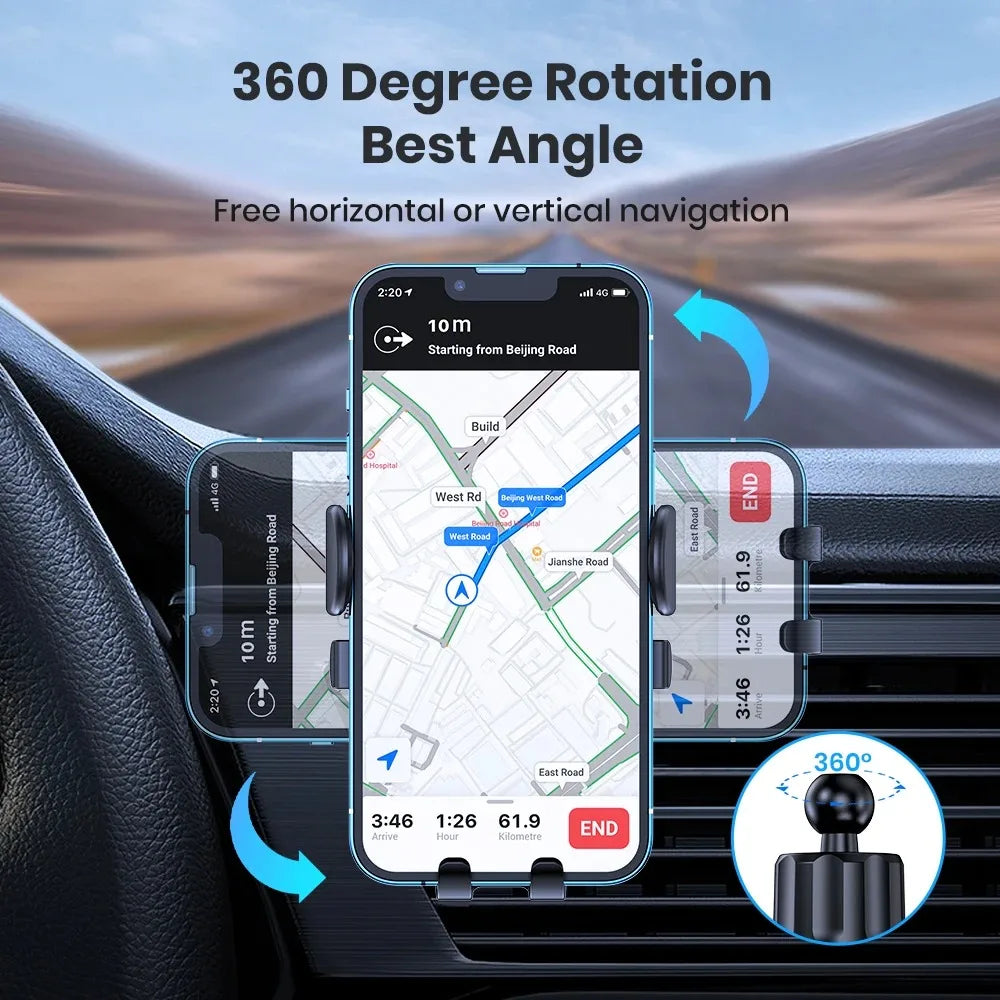 Car Phone Holder Mount, TOPK 2023 Upgrade Auto Locking Universal Phone Holder with Hook Clip for Car Air Vent for iPhone Samsung