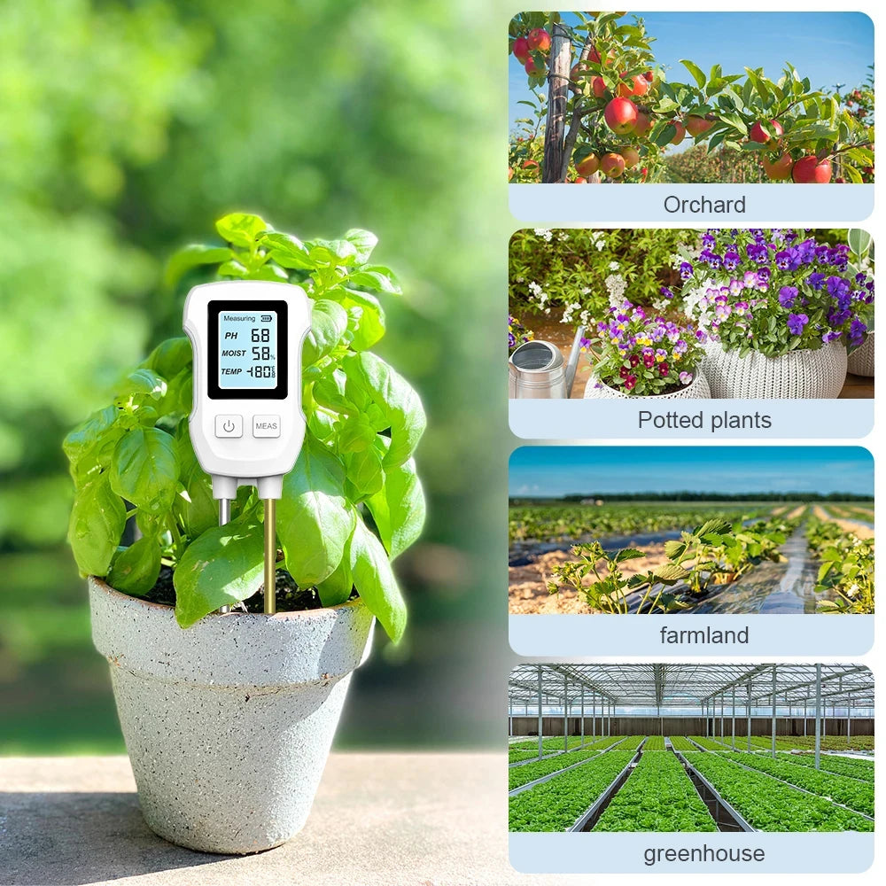 Probador Digital de suelo LCD, medidor de PH/humedad/temperatura 3,0-9, Sensor de Metal resistente al calor, Monitor de humedad para jardinería de plantas y flores
