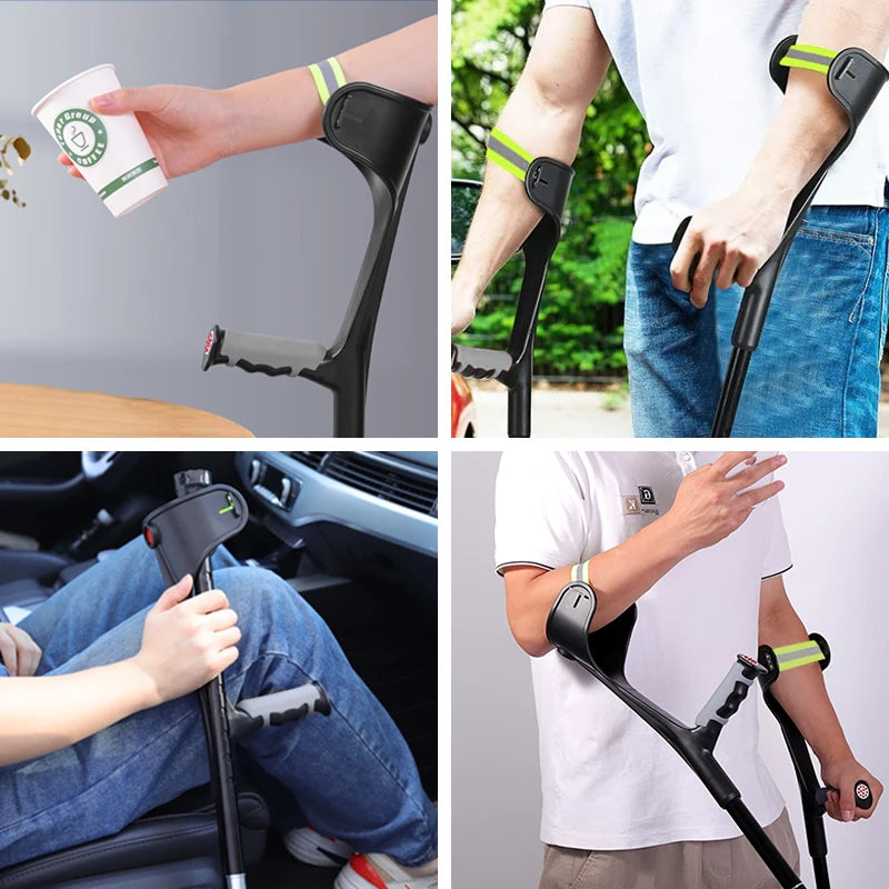 Lefeke Forearm Crutches Foldable Adjustable Aluminium Walk Easy Elbow Crutches Lightweight Walking Stick