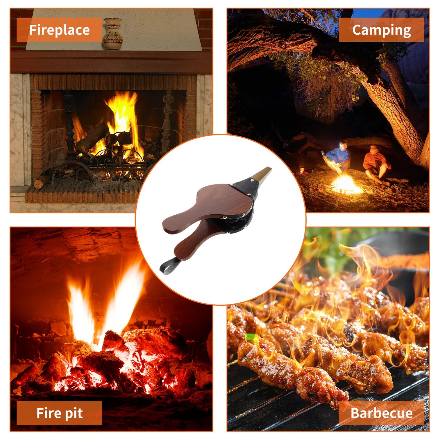 Mini ventilador de aire hecho a mano Manual de madera Vintage, soplador para chimenea, fuelle de barbacoa, cocina al aire libre, Picnic y Camping