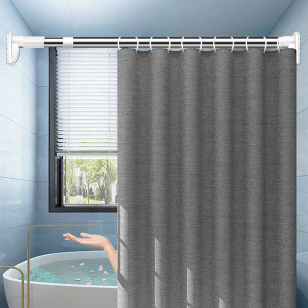 Telescopic Rods Shower Curtain Poles Stainless Steel Extendable Sticks No Drill Curtain Tension Rod Balcony Clothes Hanging Rod