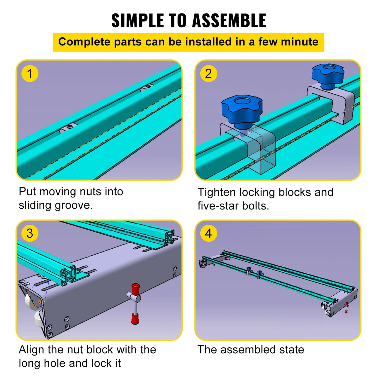 VEVOR-enrutador ajustable de 64 "/162cm, guía de borde, cepilladora, trineo, eje XY, máquina cepilladora para aplanar madera, hogar, bricolaje