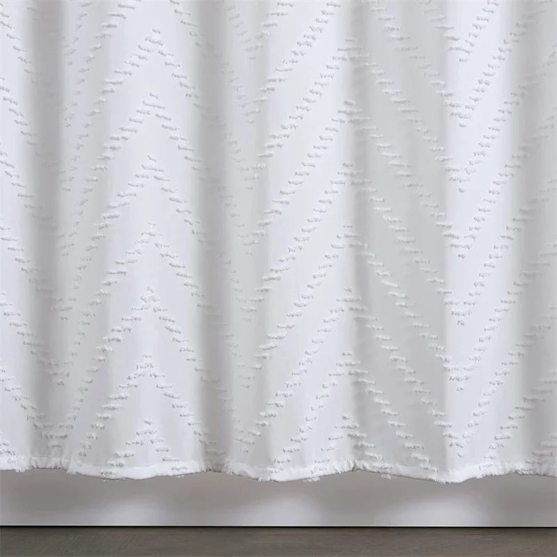 白色浴帘 编织面料浴帘 现代农舍浴帘 适用于浴室装饰 防水