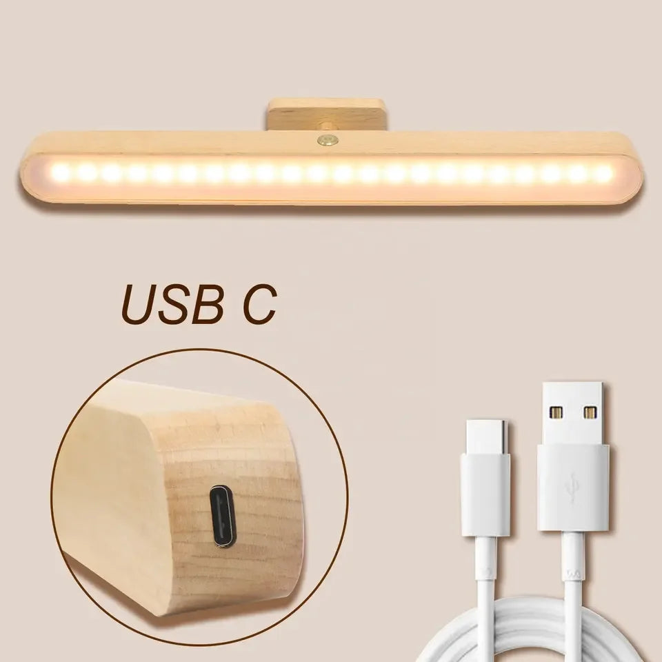 Lámpara de pared de noche con diseño de iluminación de lectura ajustable, luz LED inalámbrica de madera para espejo, luz nocturna