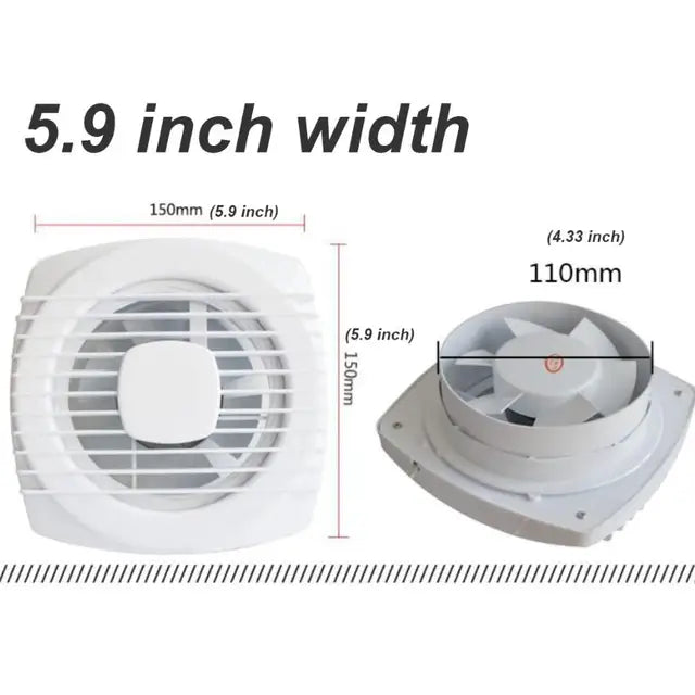Extractor de escape potente para ventana, pared, baño, baño, cocina, montado, 220V, 4/6/7 pulgadas, 110/150/180mm, silencio