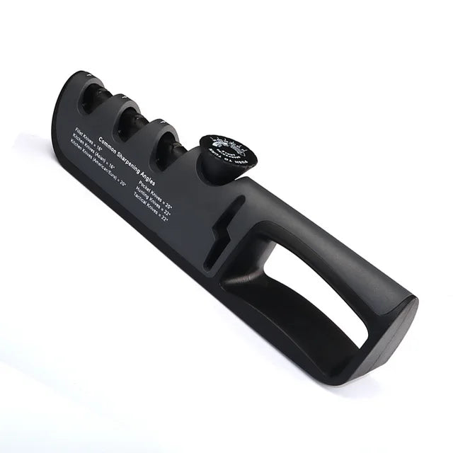 Afilador de cuchillos profesional cinco en uno, herramienta afiladora de cocina de acero inoxidable negro/rojo, ángulo ajustable, 1 ud.