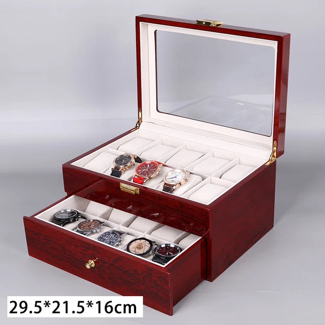 豪华木制手表盒 1/2/3/5/6/10/12 格手表收纳盒 6 槽木质支架盒 适用于男士女士手表珠宝展示