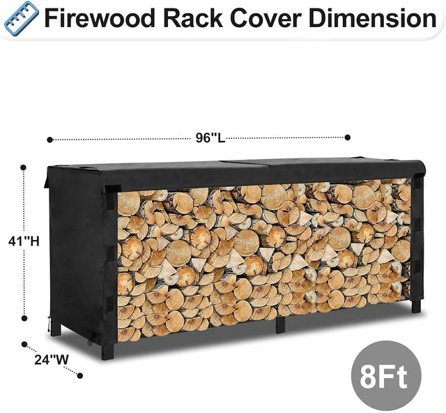 Outdoor Firewood Rack Cover Waterproof Wood Log Storage Covering for Patio Logs Holder 4FT Wood Holder 420D Oxford Fabric
