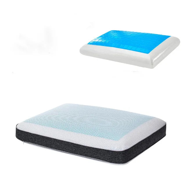Nueva almohada refrescante de Gel de doble cara disponible para verano, almohadas ergonómicas de espuma viscoelástica de carbón de bambú para dormitorio con funda de almohada