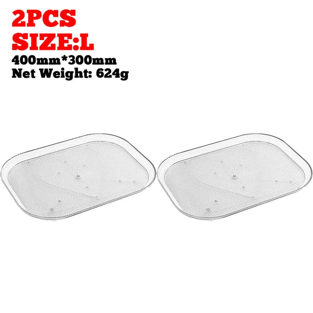 Turntable Organizer Lazy Susan For Refrigerator 360 Rotatable Rectangle Storage Rack Clear Turntable Rack For Kitchen Cabinet