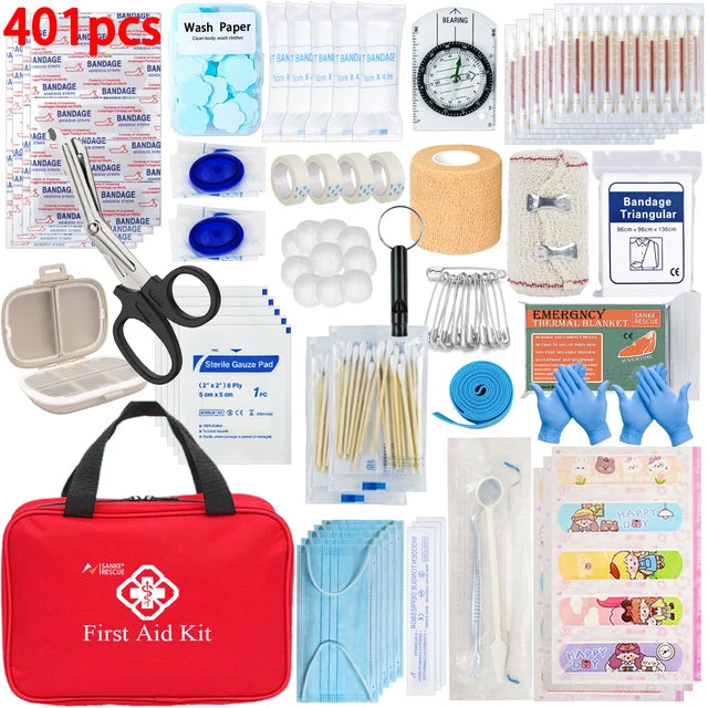First Aid Kit 26-401 Piece All-Purpose Tactical Emergency Kit In The Car Military Acessories Survival Kits Camping Medical Bag