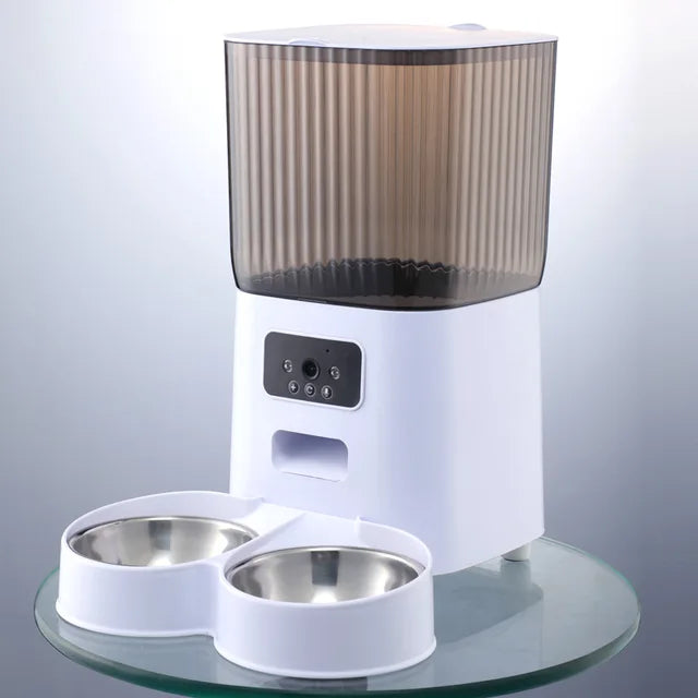 5L 双碗智能自动猫喂食器带摄像头猫干粮视频分配器宠物智能录音机狗用自动喂食器