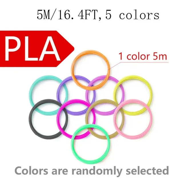 Recambios de bolígrafo 3D de 5M, 5/10/20 colores, Cables de impresión de bolígrafo Pla 3D, materiales de impresión de filamentos, Cable de impresora Mate de alta precisión