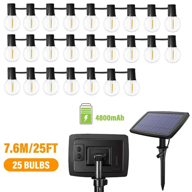 Luces solares para exteriores G40, guirnaldas de luces para jardín, recargables por USB, impermeables, decoración exterior, luces para terraza y Navidad