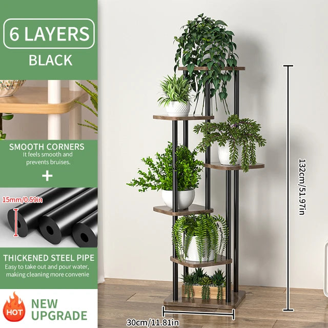 Soporte para plantas, estante de almacenamiento de madera para flores, estante para flores de 4/5/6 niveles, soporte de exhibición para interiores, maceta para flores múltiples
