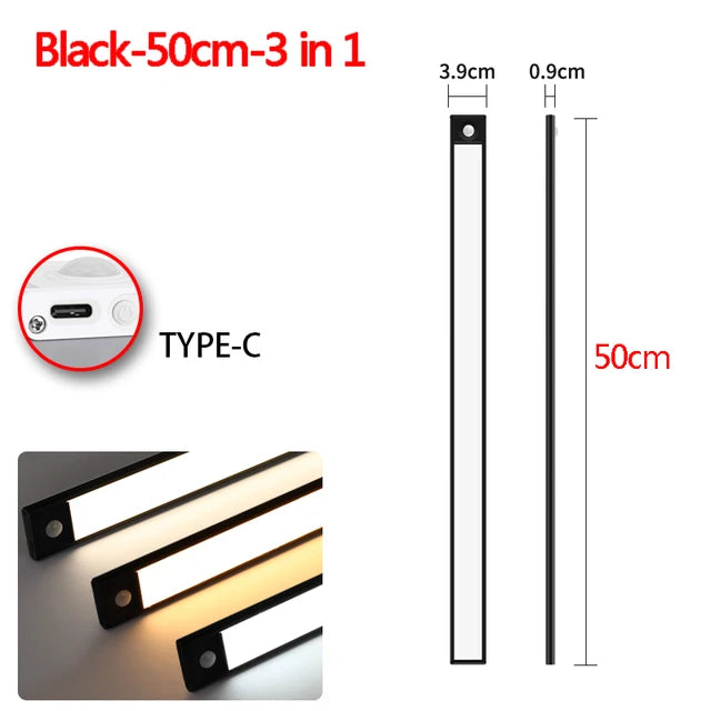 LED 超薄橱柜灯运动传感器小夜灯无线可充电 3 色灯厨房壁橱橱柜照明