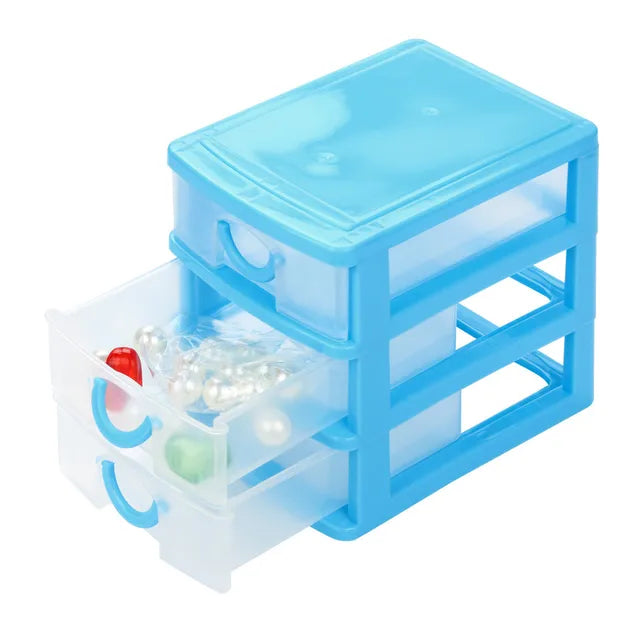 耐用塑料迷你桌面抽屉式杂物盒小物件盒适用于化妆品整理家居饰品工具