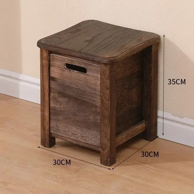 Solid Wood Hallway Change Shoes Bench Sofa Bedside Low Table Ottoman Cabinet Nordic Storage Square Stool with Drawer Entrance