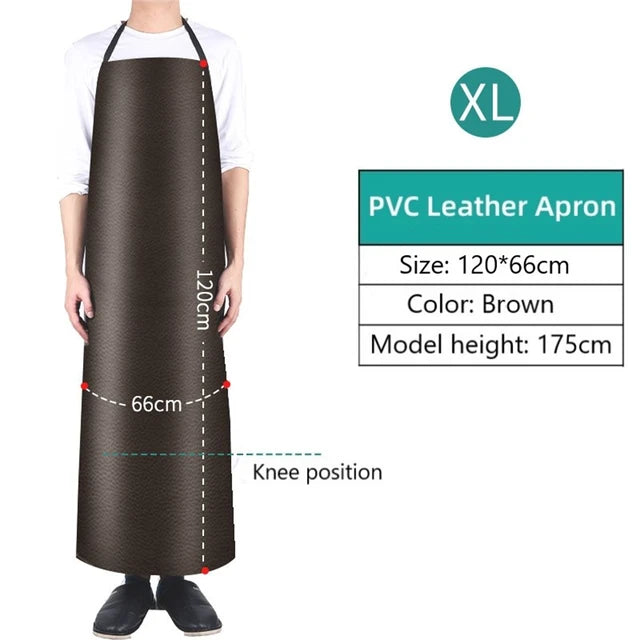 1 件装防水防油围裙 PVC 皮革重型围裙适用于清洁烹饪烧烤厨房多种尺寸厨房围裙