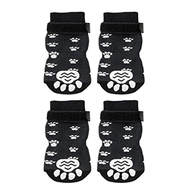 Calcetines antideslizantes para perros, 4 Uds., Protector de patas, Control de tracción, ropa interior ajustable, calcetines tejidos para mascotas con refuerzo de goma