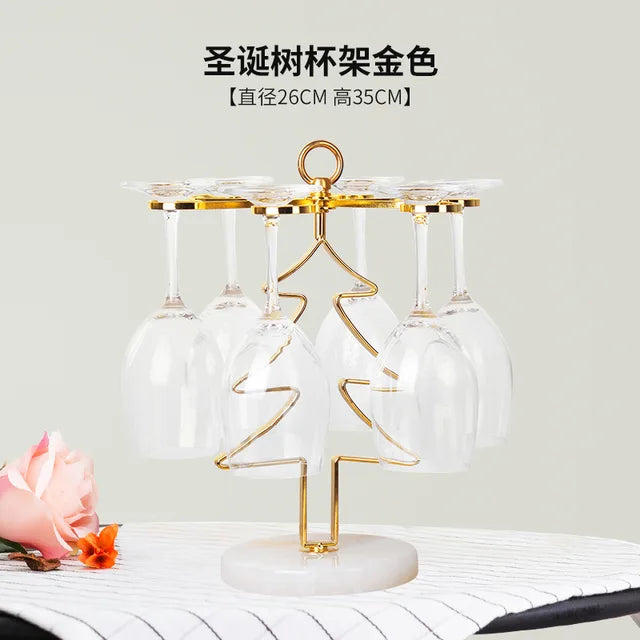 Light Luxury Style Golden Wine Cabinet Decoration Red Wine Rack Wine Cup Rack Upside Down Household Kitchen Drinking Utensils