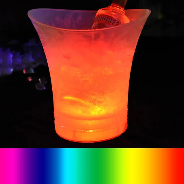 Cubo de hielo LED de plástico resistente al agua, 5L, luz LED de 4 colores, champán, cerveza, bares, fiestas nocturnas, discotecas