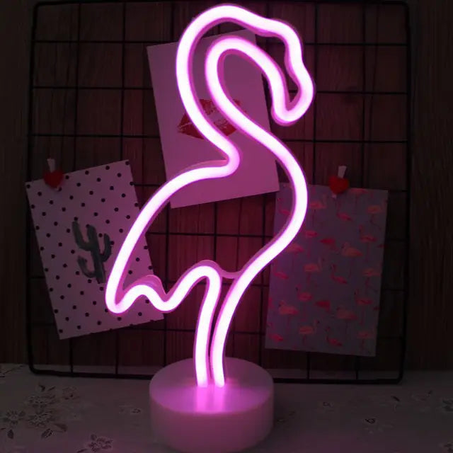 USB Neon Light Flamingo Shaped Sign Neon Moon Lights Lighting Wall Decor Led Lights For Wedding Bedroom Kids Baby Room
