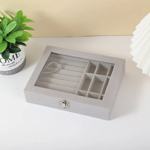 Jewelry Storage Box Earring Ring Necklace Organizers Storage Transparent Jewlery Holder Display Box for Jewelry Classification