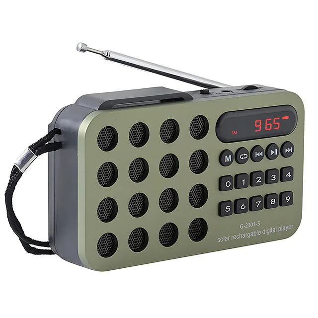 Mini Portable Pocket FM Radio Solar Charging Wireless Speakers Support USB TF Card Play Bluetooth-compatible FM Radio Receiver