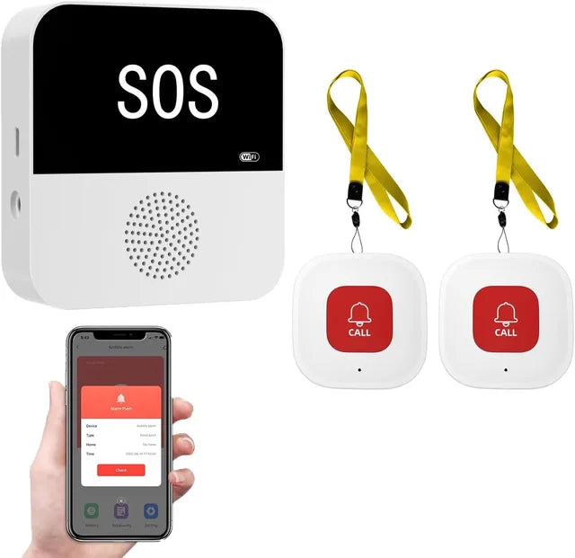Buscapersonas inalámbrico WiFi para cuidadores de ancianos, botón de llamada de emergencia, sistema de alerta médica SOS de emergencia para pacientes mayores en casa