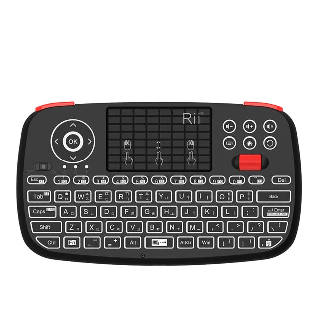 Rii i4 Mini BT teclado inalámbrico con panel táctil 2,4 GHz ratón retroiluminado Control remoto para Windows Android TV Box Smart TV