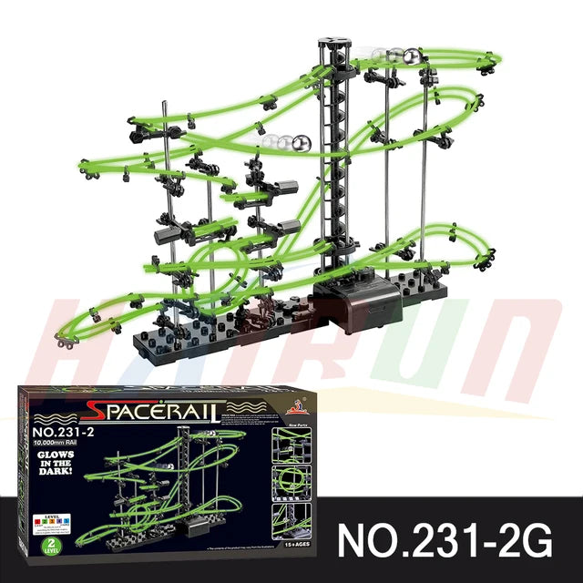193/343/488PCS Luminous Electric Intelligence Race Ball Building Marble Plastic Roller Coaster Rail Level 1-9 Track Toy