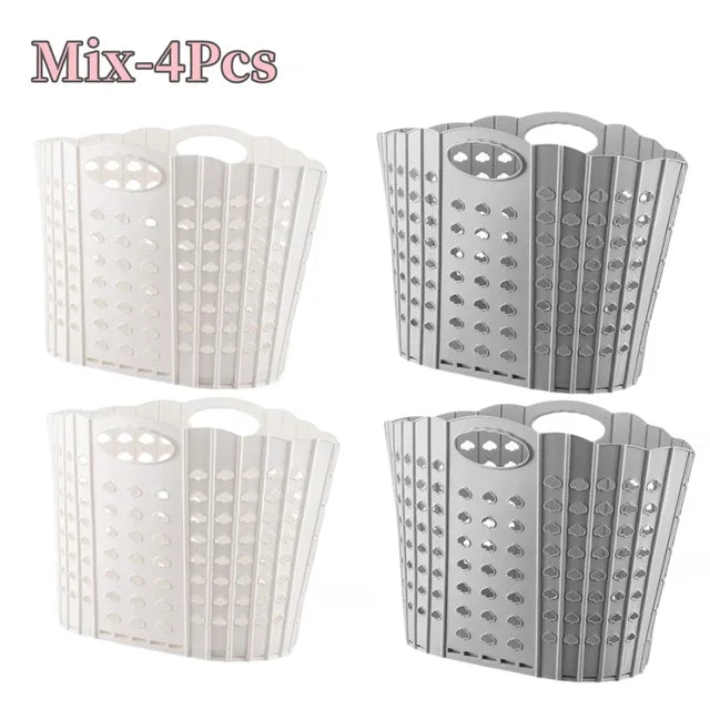 Cestas de lavandería plegables de plástico, almacenamiento de cocina para baño, Camping, supermercado y maletero de coche, 1/2/4 Uds.