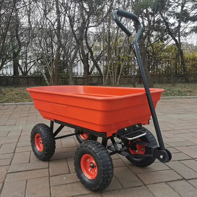 Four-wheeled Handcart Plastic Dump Truck Small Cart Agricultural Push Truck Household Hand Cart
