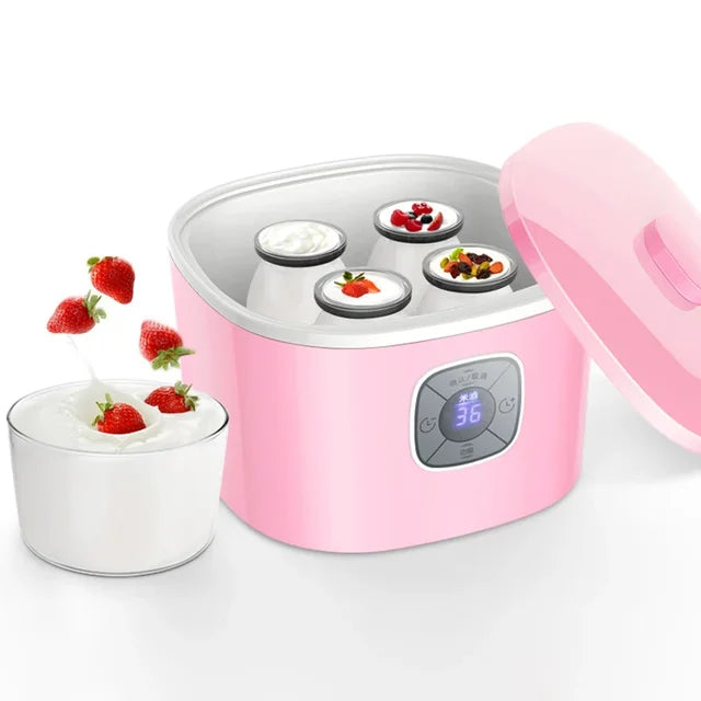 Electric Yogurt Maker Leben Fermenter Automatic Multifunction 1L Glass Liner Natto Rice Wine Fermenting Machine 4 Yoghurt Cups