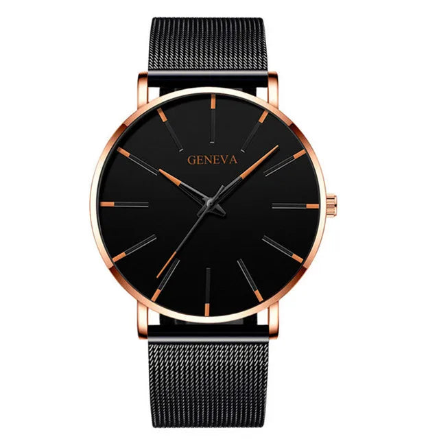 Minimalist Mens Fashion Ultra Thin Watches Simple Men Business Stainless Steel Mesh Belt Quartz Wrist Watch Relogio Masculino
