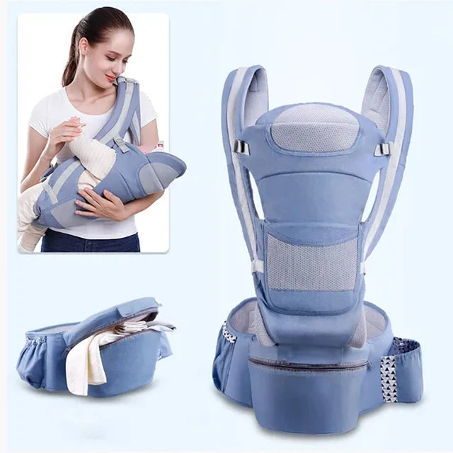 Portabebés de algodón para recién nacidos y niños pequeños con taburete en la cintura, asiento extraíble ergonómico multifuncional, portabebés suave para todas las estaciones