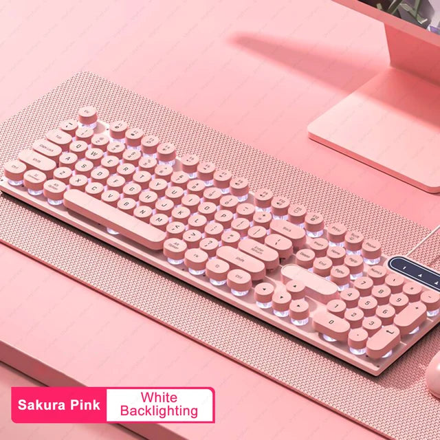 Mechanical Feel Keyboard 104keys RGB Backlit Breathing Light Gaming Wired Ergonomic Keyboard for Game Laptop PC