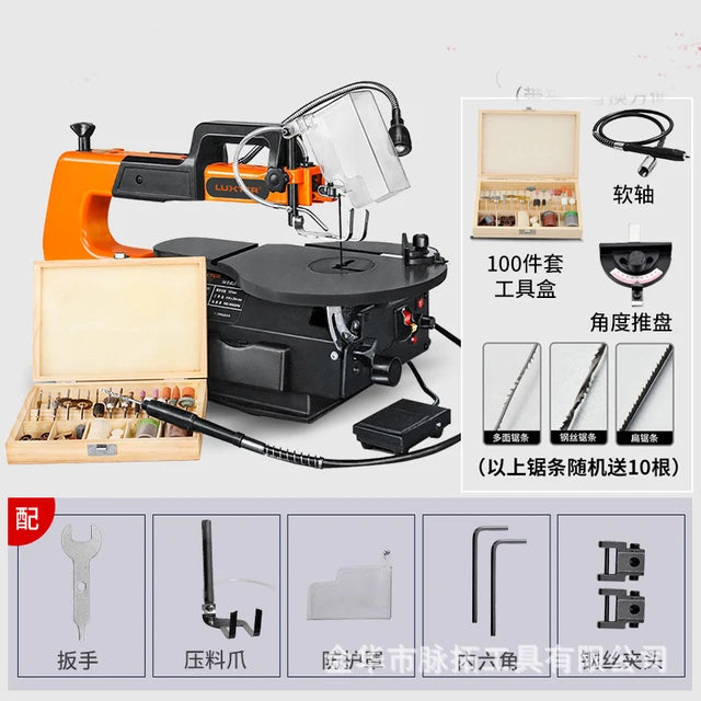 Sierra de calar eléctrica de 16 pulgadas, sierra de calar de Velocidad Variable para carpintería, sierra curva de corte en ángulo de mesa DIY