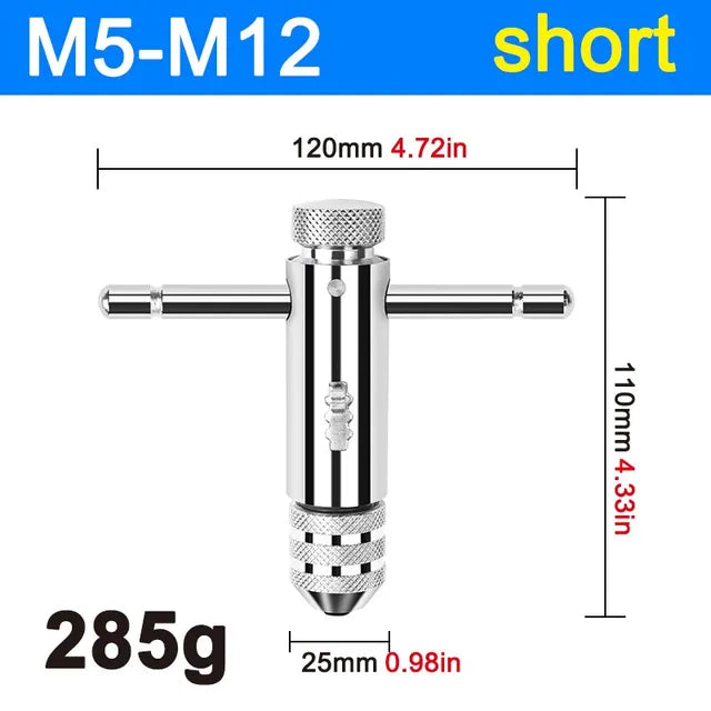 M3-M8 Adjustable Ratchet Hand Tap Wrench M5-M12 Extended Tapping Forward and Reverse Tapping Accessories Tool