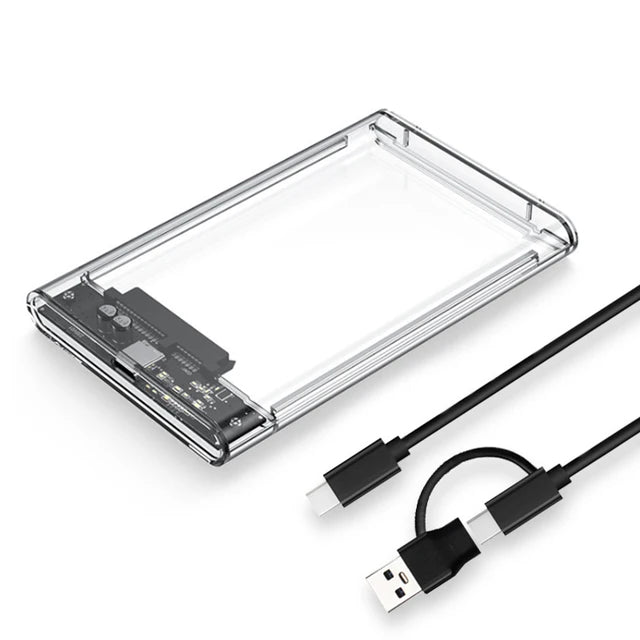 USB 3.0 Transparent HDD Enclosure 2.5" ,Type C Micro Cable External Hard Drive Disk Case 2.5 Inch SATA Box HDD SSD Computer