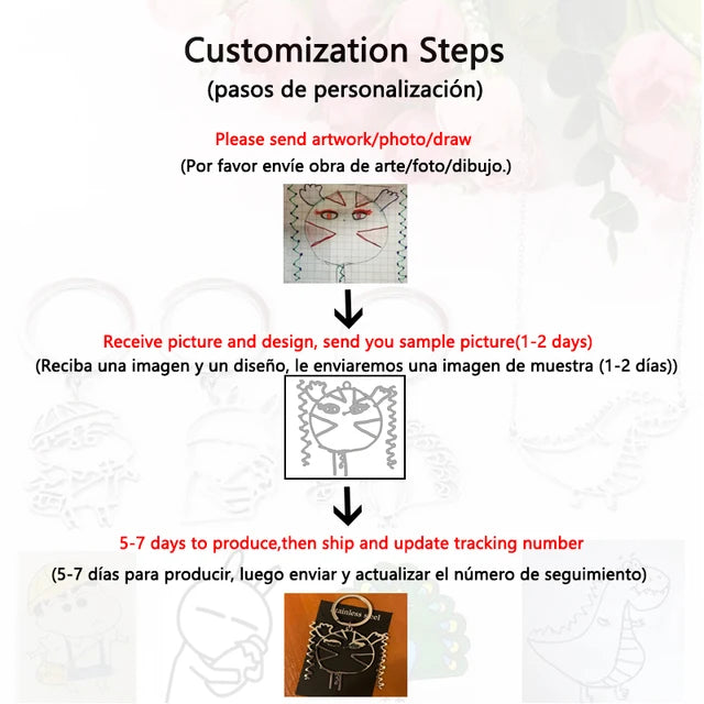 Llavero de dibujo personalizado para niños, ilustraciones para niños, logotipo de foto personalizado, llavero de coche, joyería de cadenas, regalos para niños
